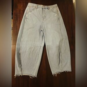 Casual Light Blue Barrel Boyfriend Jeans